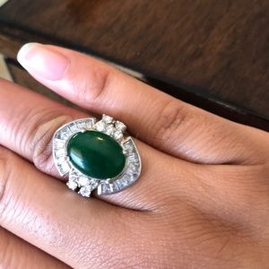 Diamond and emerald cocktail ring
